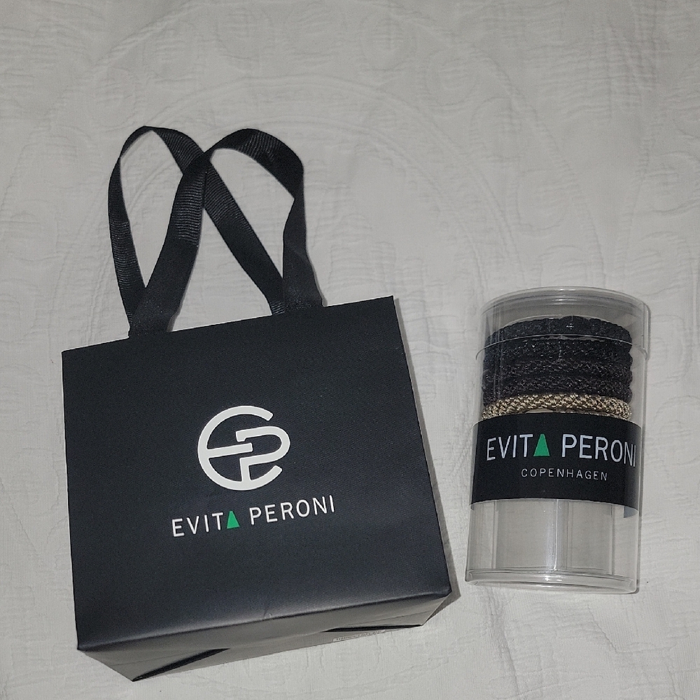New EVITA PERONI COPENHAGEN Hair Tie Set Of 8 With Original Shopping Gift Bag
